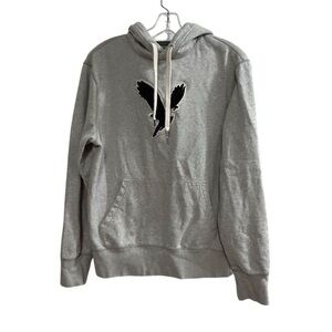 American Eagle 1977 Mens Pullover Hoodie Sweatshirt‎ Light Grey Size S Vintage